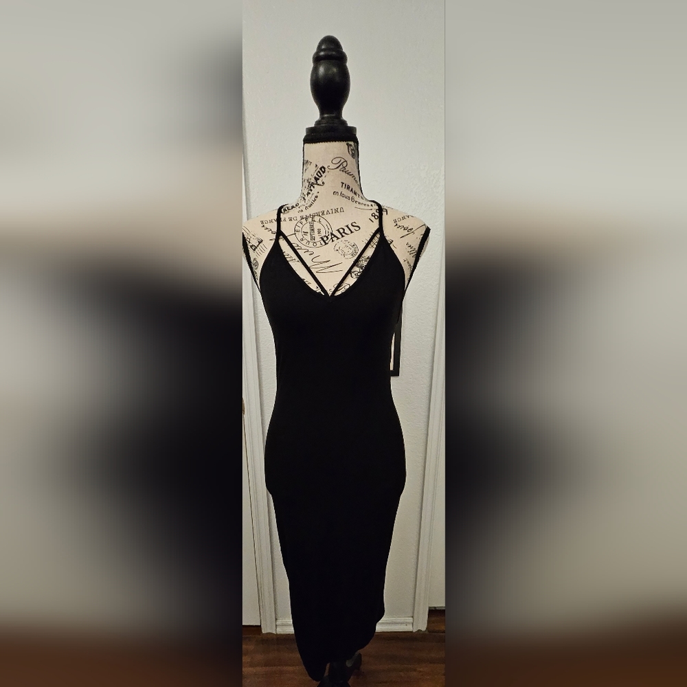 Chroma Tale Black Midi Dress Sz Small